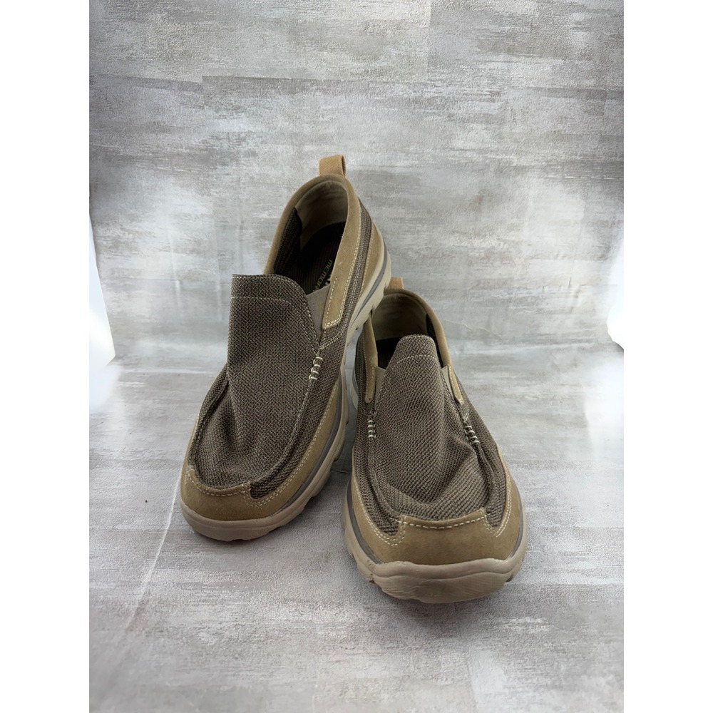 Skechers Relaxed Fit 64365 Men Sz 13 Light Brown Memory Foam Slip On Loafers